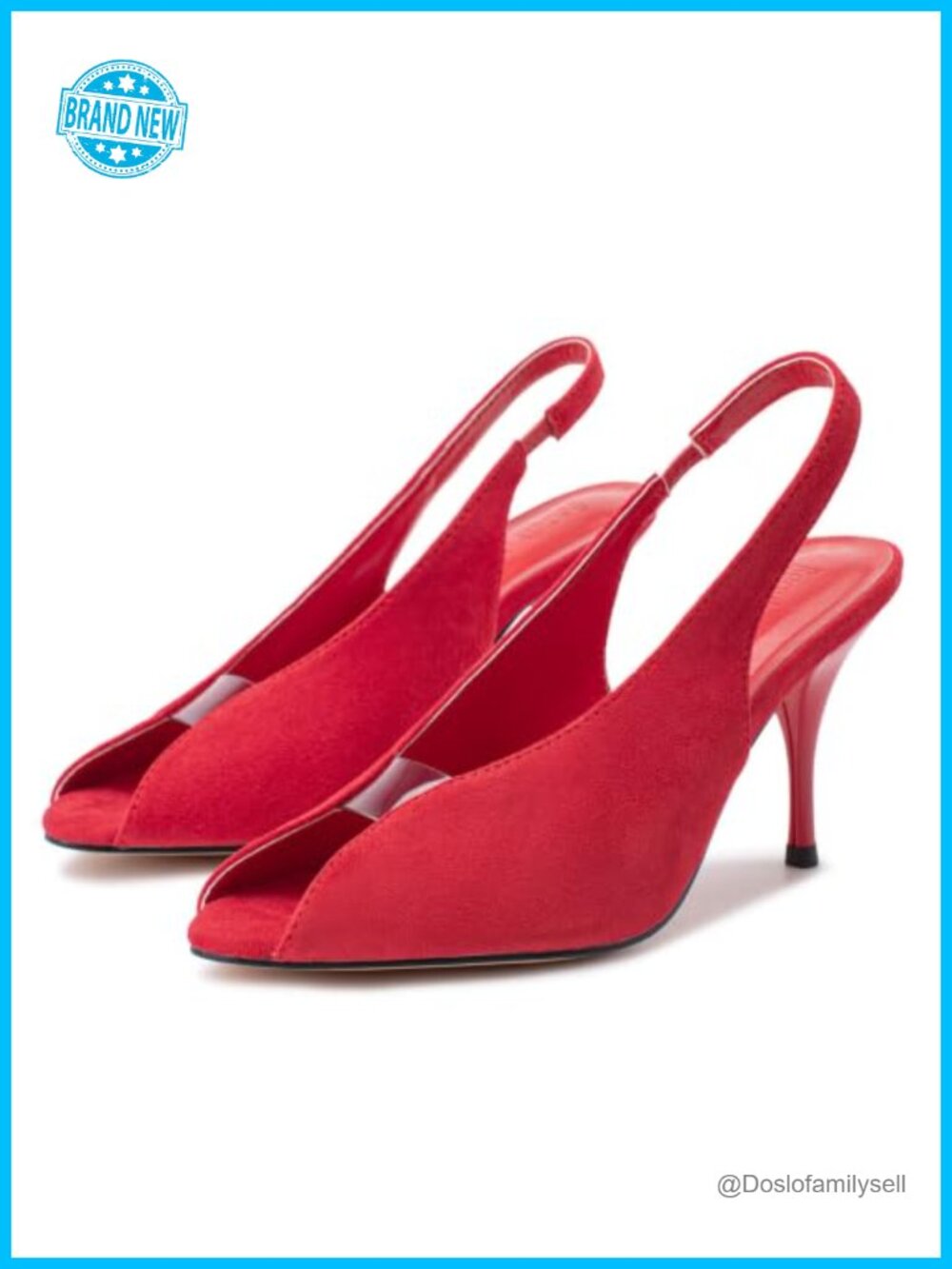 Slingback Heels Peep Toe Stiletto Faux Suede Pumps
